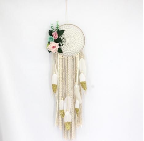 Wedding Celebration with Flower Bohemian Style Dream Catcher for Wall Decor