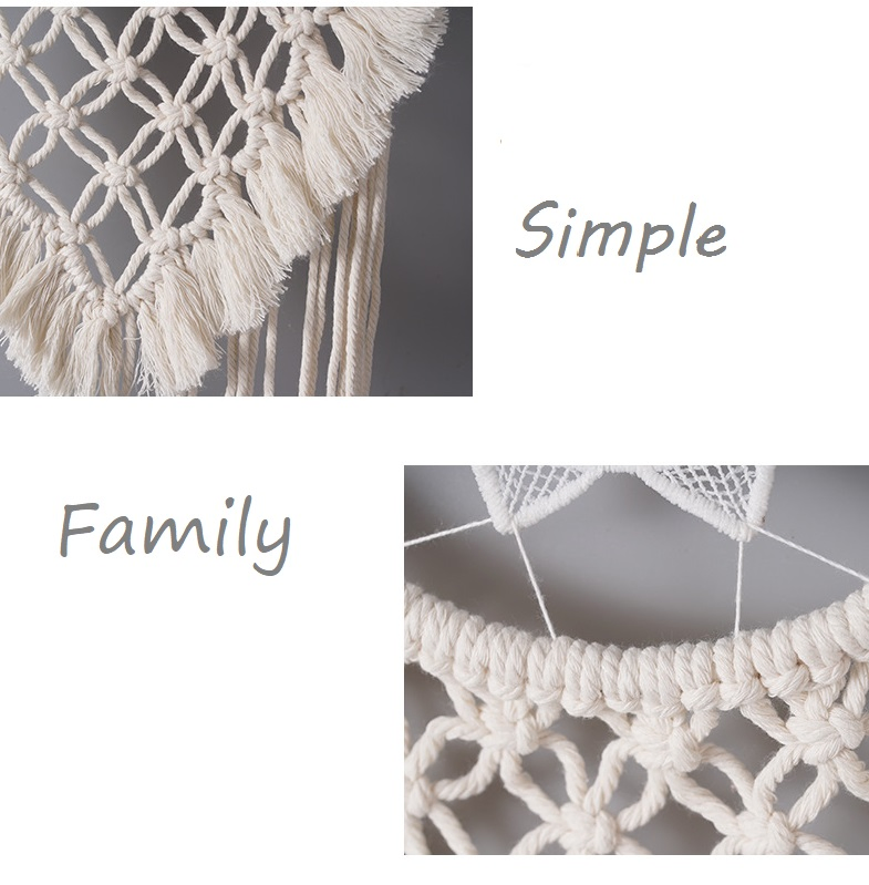 Macrame Dreamcatcher Boho Beige Tassels Handmade Wall Hanging Bedroom Decoration