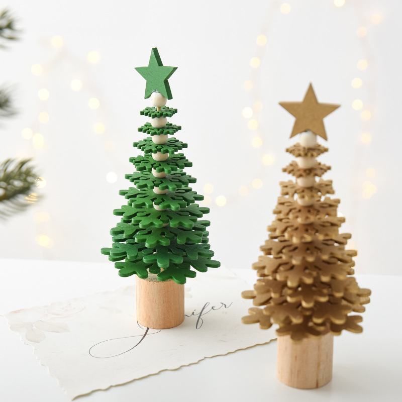 Mini Home Christmas Tree Ornament Handmade Wooden Desktop Decorations for The Holidays Cross-Border Christmas Decorations