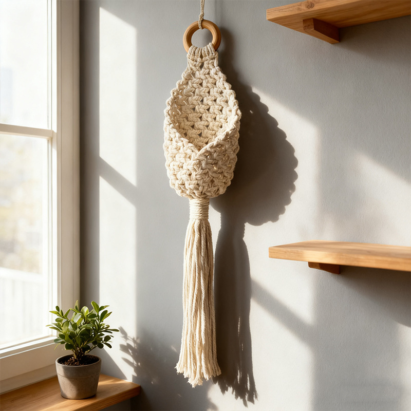 Bohemian Macrame Plant Hanger Cotton Rope Woven Hanging Basket Wall Decor Plant Pot Holder Home Decor Living Room Bedroom
