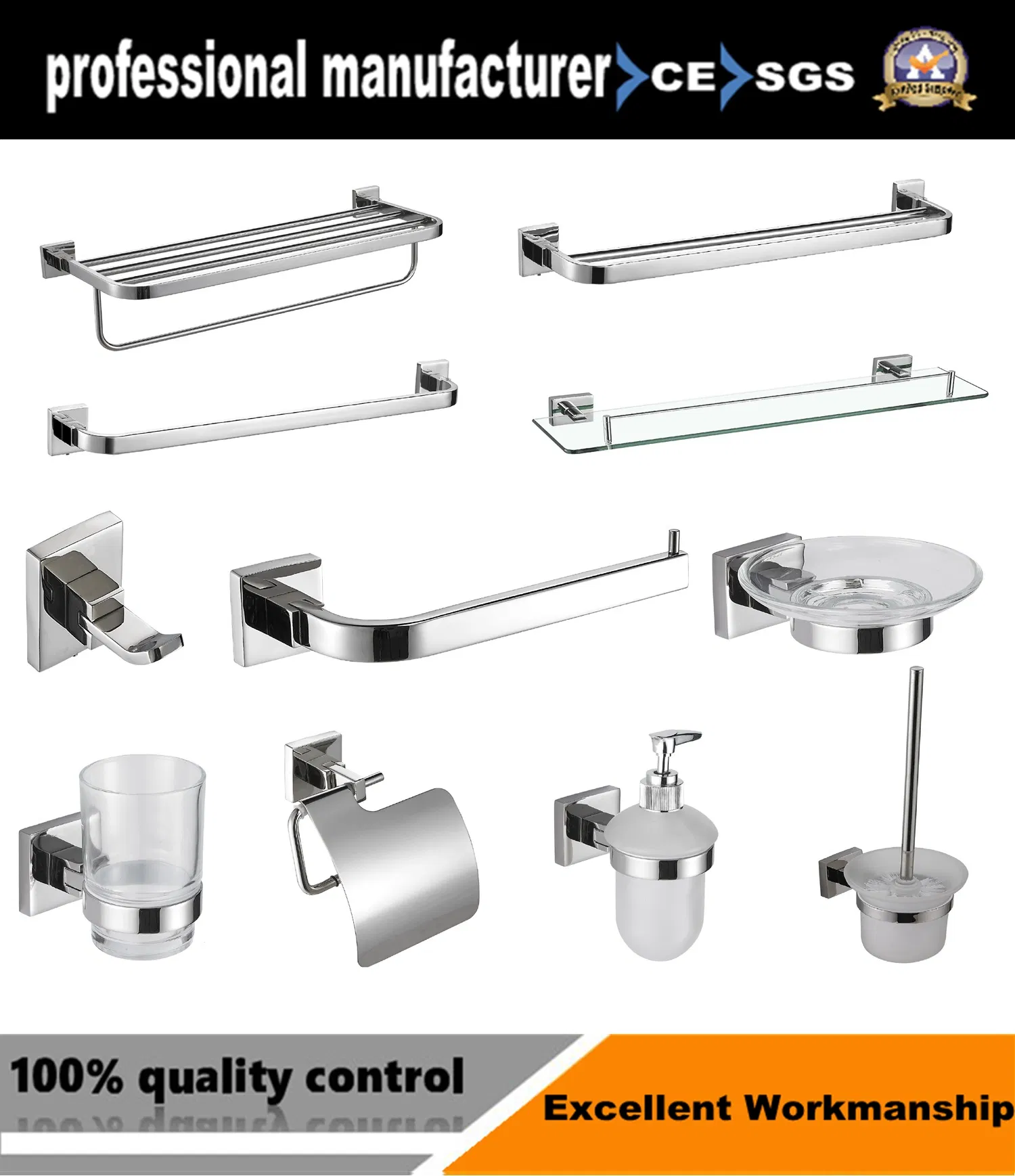 Luxury Bathroom Accessories for Home or Hotel Towel Bar Soap Holder Paper Holder Sanitaryware