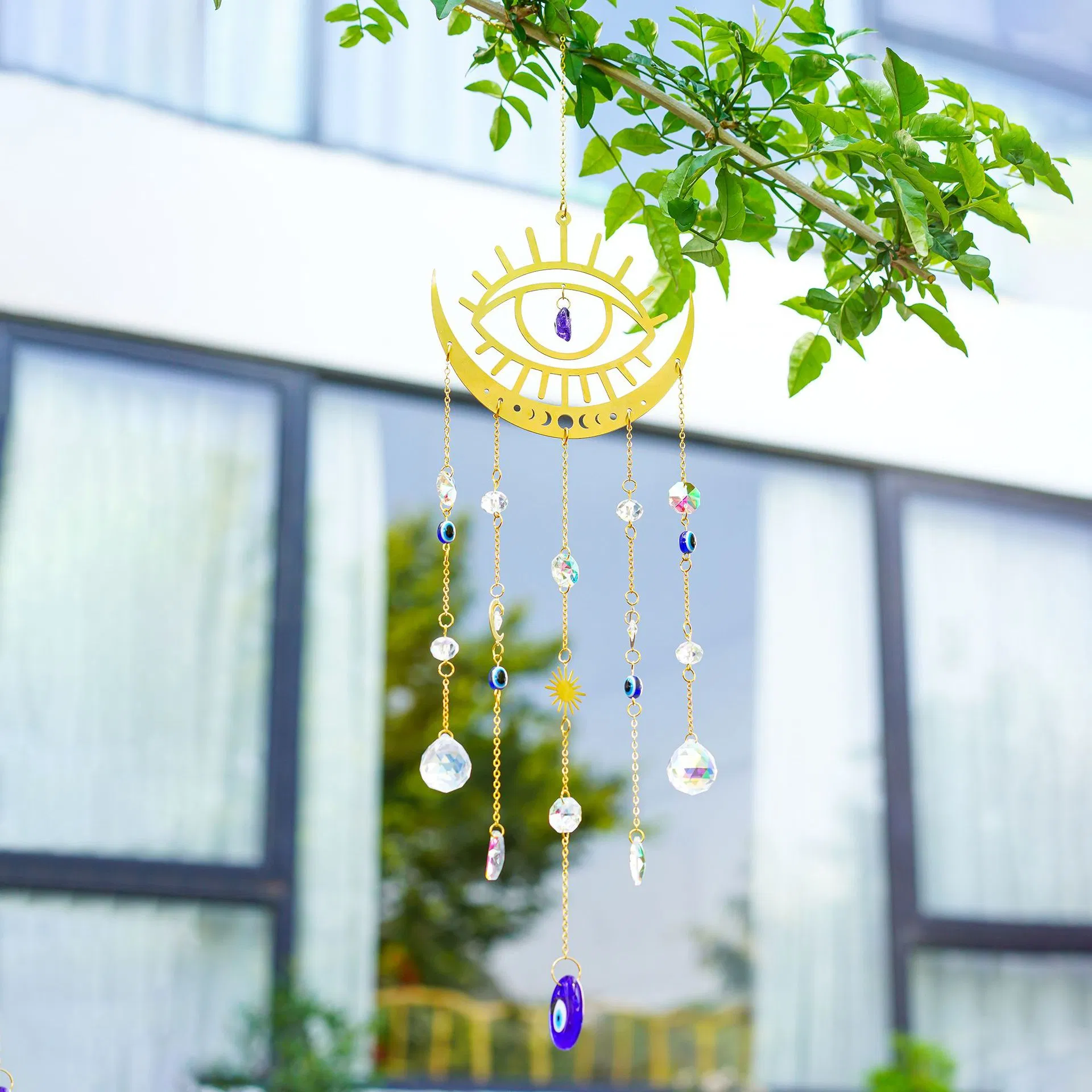 Evil Eye Brass Suncatcher Detail