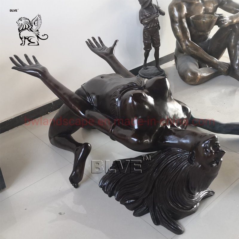 Home Decor Modern Art Life Size Sexy Naked Yoga Girl Woman Bronze Sculpture Coffee Table Bracket