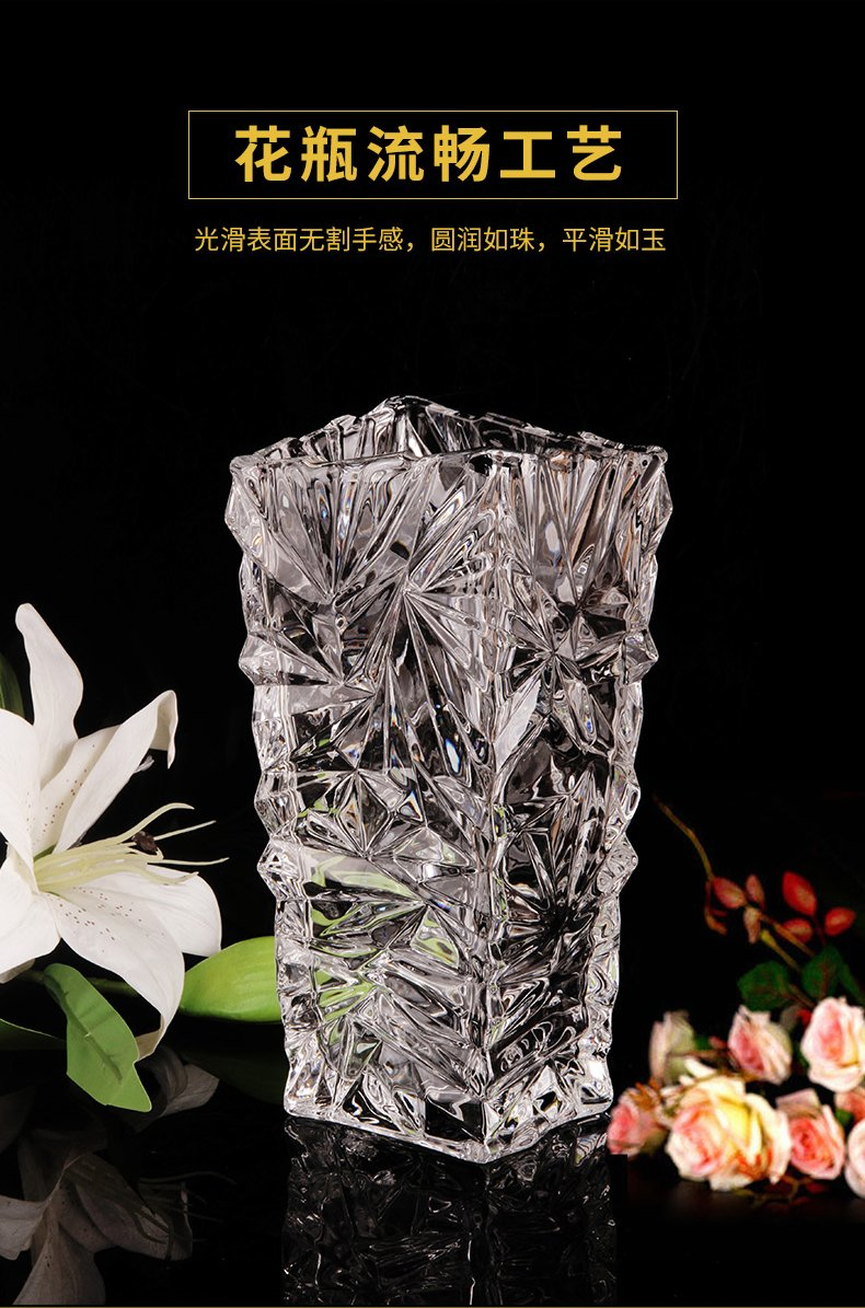 Decorative Fashion Glass Flower Vase Golden Crystal Glass