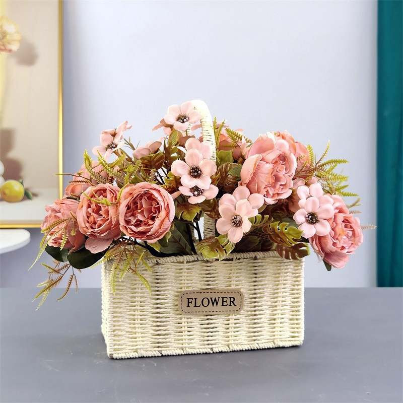 Straw Rattan Bamboo Basket Nordic Style Wholesale Arts and Crafts Home Decoration