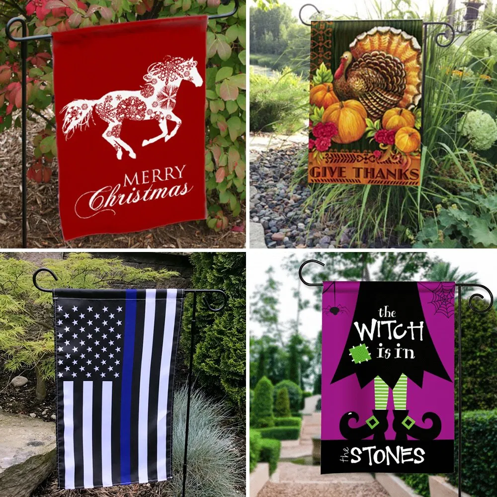 Durable Polyester Satin Fabric Seasonal Yard All Festival Garden Flags