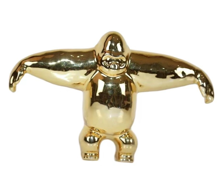 Classic Creative Home Decorative Chrome Silver Chimpanzee Resin Animal Craft