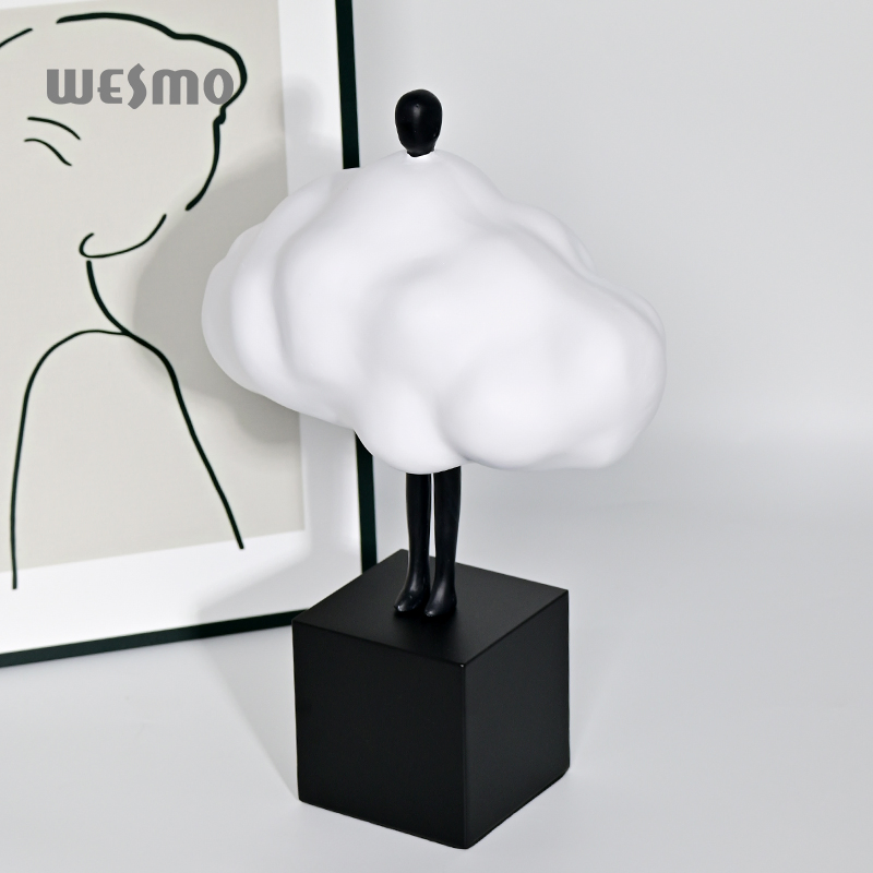 Minimalist Decorative Objects Black and White Elegant Resin Cloud Polyresin Figure Sculpture Tabletop Ornaments for Living Room