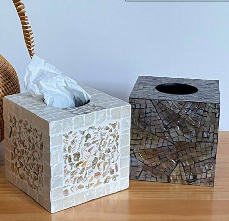 Elegant Shell Facial Tissue Holder Modern Ornament for Living Room Dining Table