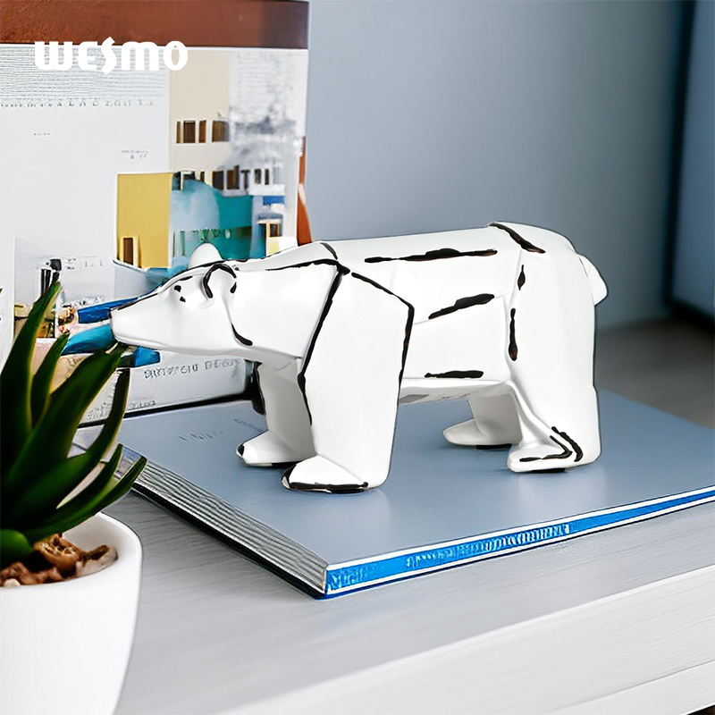 Cute White Bear Sculpture Animals Environmental Protection Resin Animal Decor Modern Home Ornament