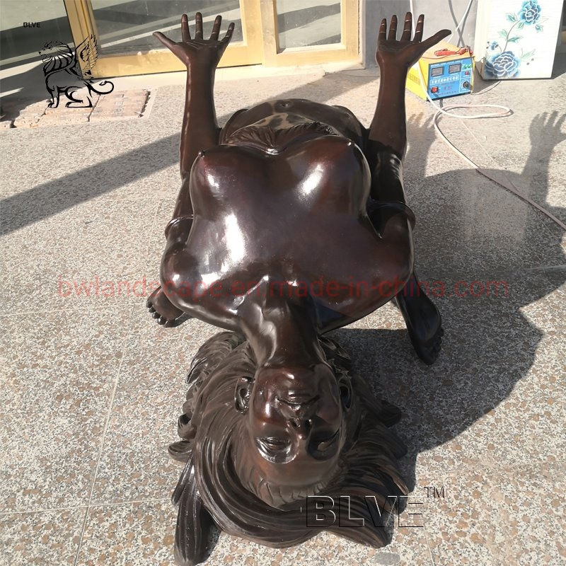 Home Decor Modern Art Life Size Sexy Naked Yoga Girl Woman Bronze Sculpture Coffee Table Bracket