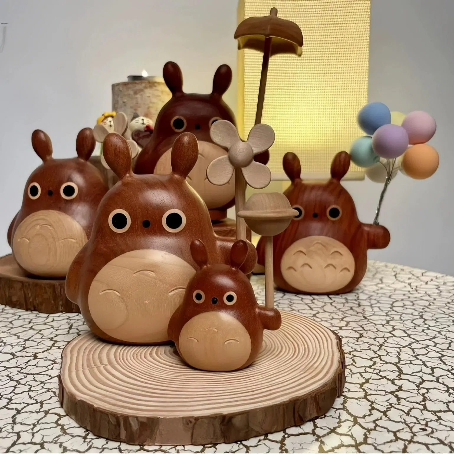 Creative Nordic Style Solid Wood Totoro Figurine Wooden Home Decoration