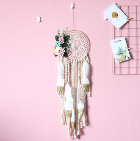 Wedding Celebration with Flower Bohemian Style Dream Catcher for Wall Decor