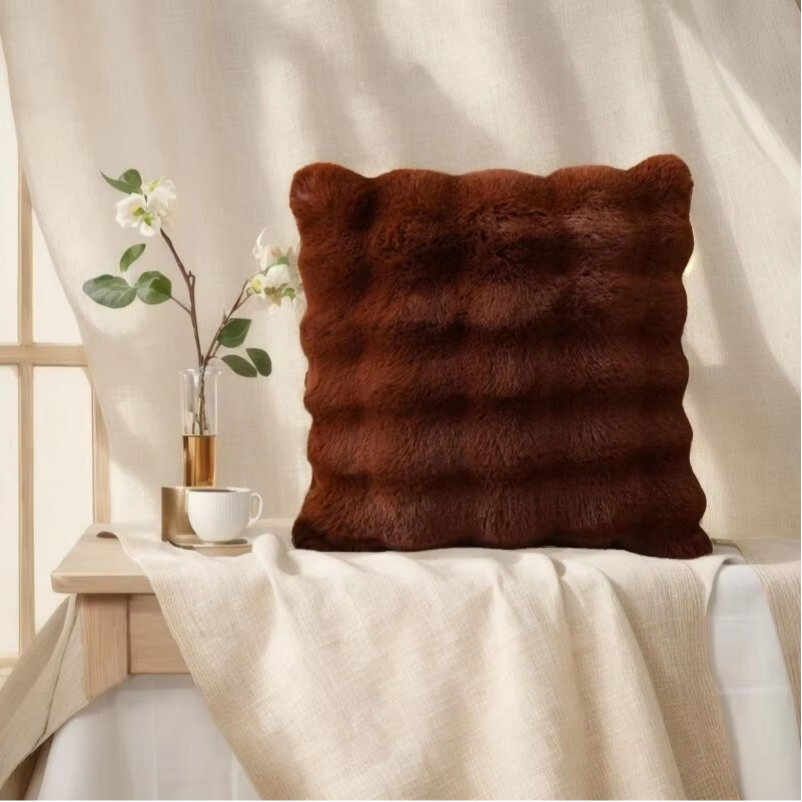 Chic Soft Plush Decorative Pillow Covers Woven Thick for Bedroom Sofa Home