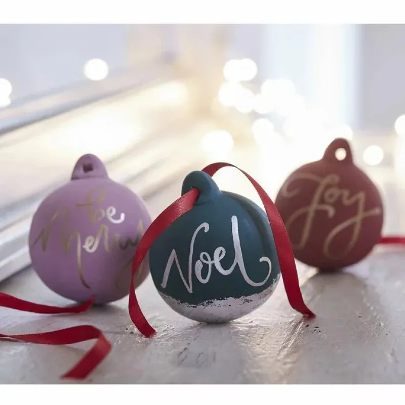 Rustic White Ceramic Holiday Ornaments 5