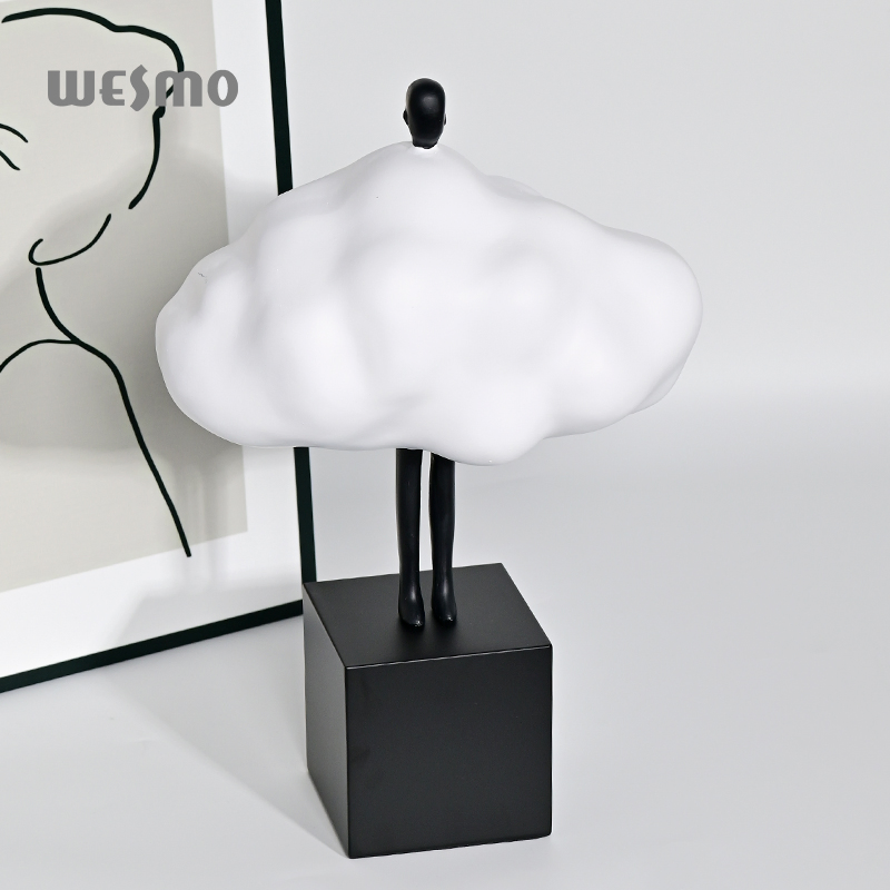 Minimalist Decorative Objects Black and White Elegant Resin Cloud Polyresin Figure Sculpture Tabletop Ornaments for Living Room