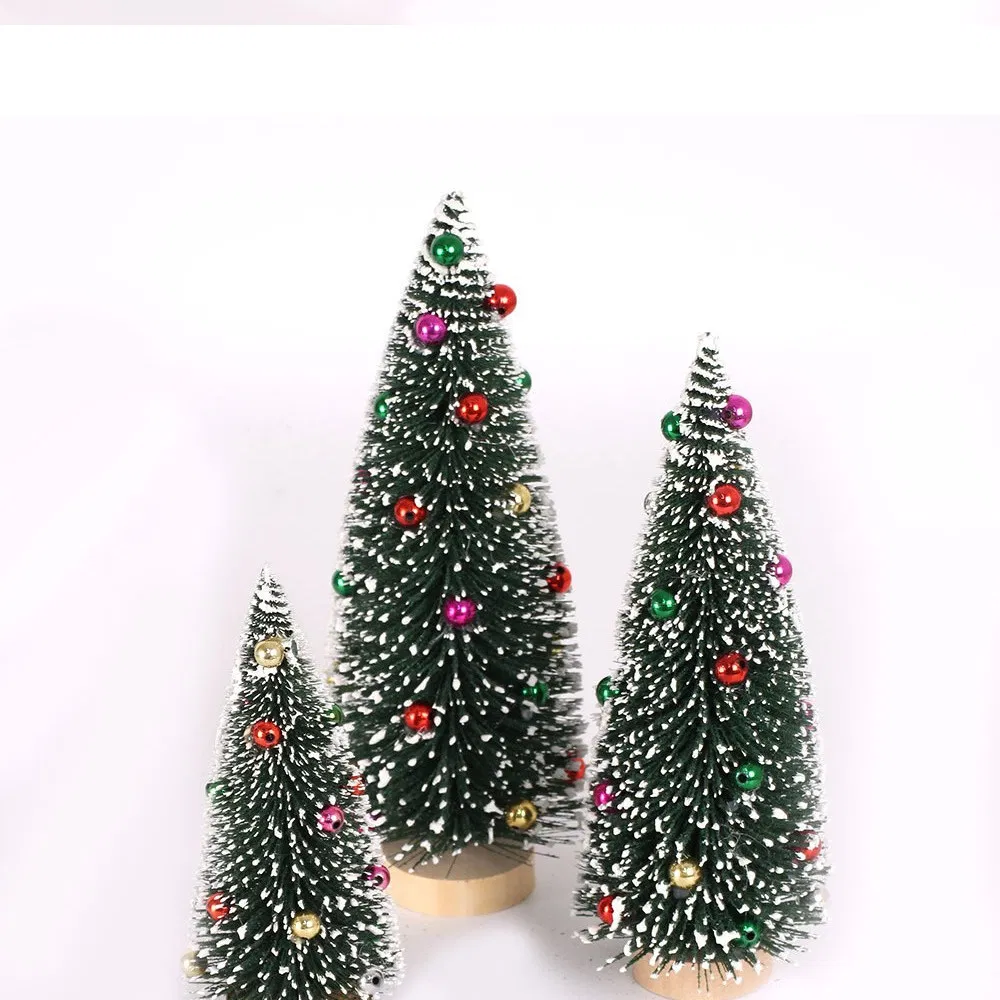 2025 Desktop Colorful Pine Needles Sprinkled with Powder Mini Christmas Tree Decorations