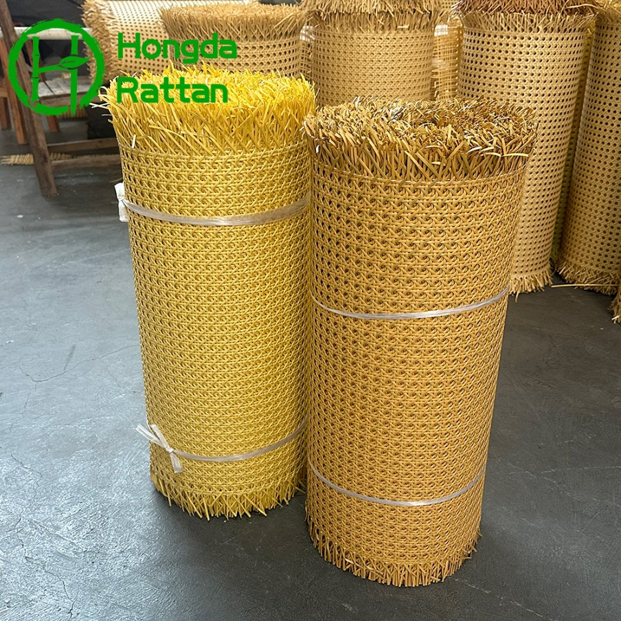 Two-Tone Teal and Yellow PE Rattan Mesh Roll for Chairs