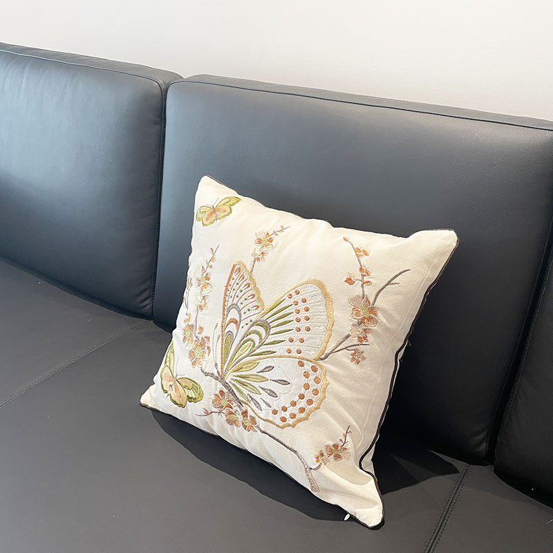 Embroidered Butterfly Flower Decorative Throw Pillow Butterfly &amp; Flower Embroidered Throw Pillow Butterfly &amp; Flower Embroidered