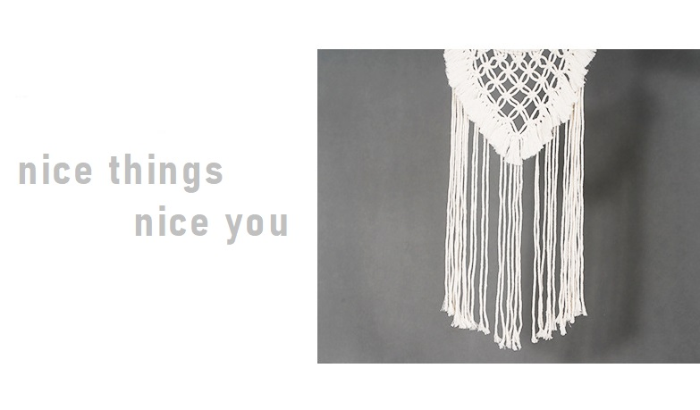 Macrame Dreamcatcher Boho Beige Tassels Handmade Wall Hanging Bedroom Decoration