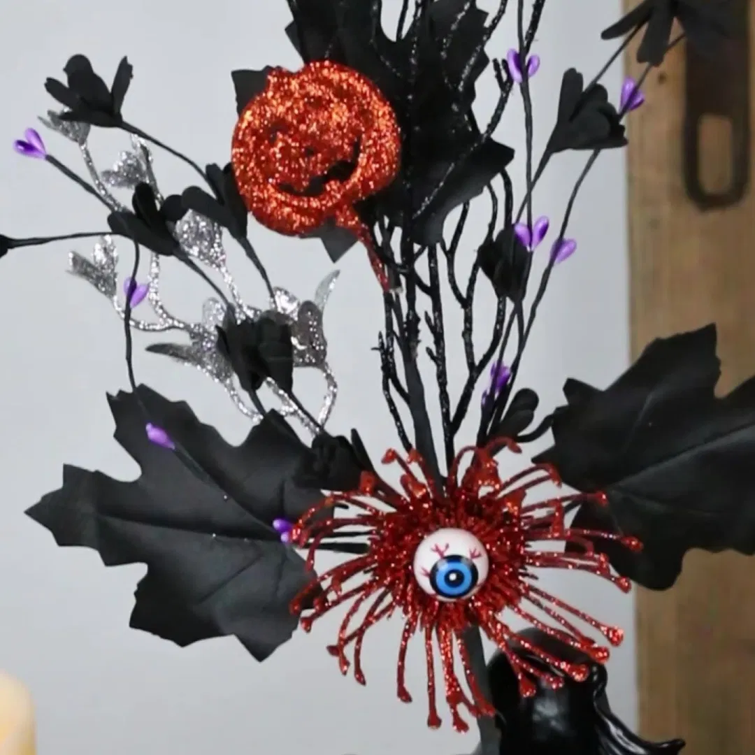 Nordic Style Halloween Decorations Black Maple Leaves Eyeballs Pumpkin Flower Branch Cuttings Home Ins Decor for Valentine's Day
