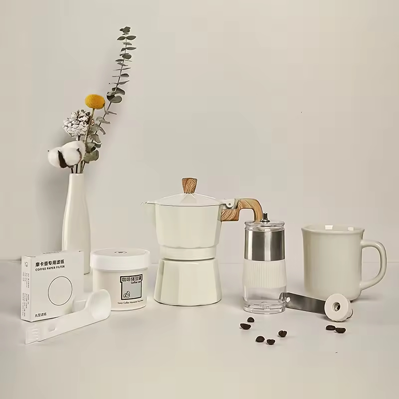 Mini Coffee Machine Set - 6-Piece Manual Coffee Brewing Kit - Portable Mocha Pot Camping/Hiking Gift Box Gift Set