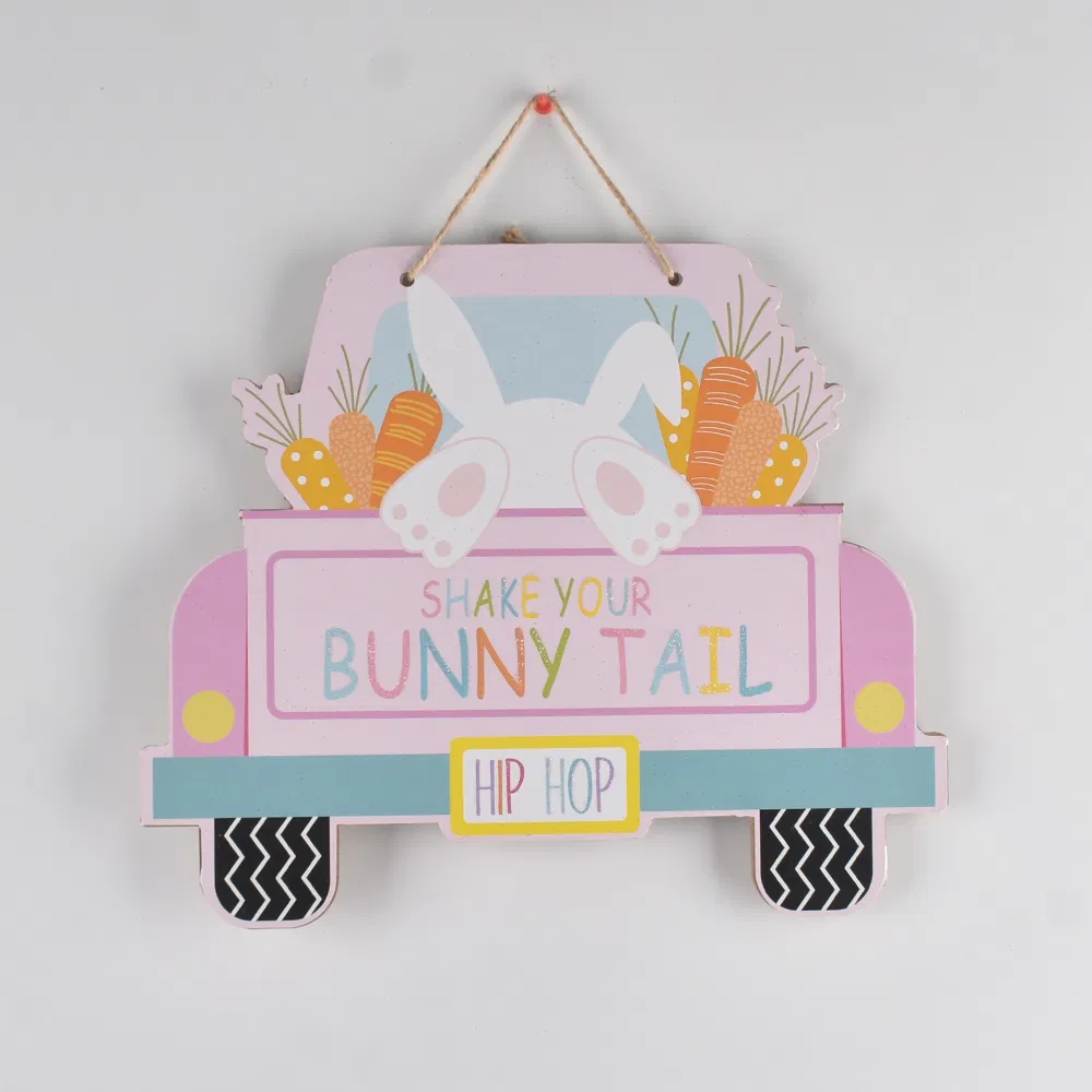 Wooden Easter Happy Rabbit Decoration