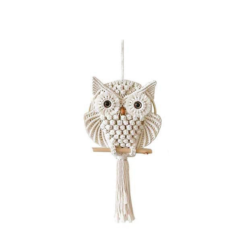 Bohemian Owl Macrame Wall Hanging Handmade Tapestry Bird Art Home Decor Mi29358