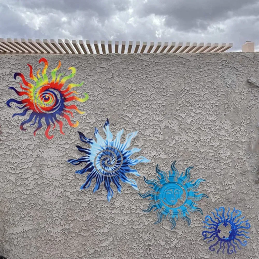 Wacky Sun and Moon Metal Wall Art Waterproof Ornament Craft Home Decor