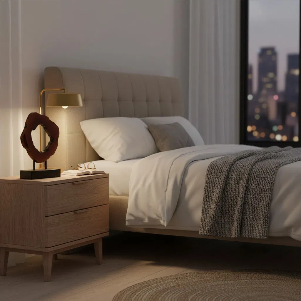 Small Longan Stand Decor with Base Artisan Wood Slice Sculpture for Modern Rustic Accents