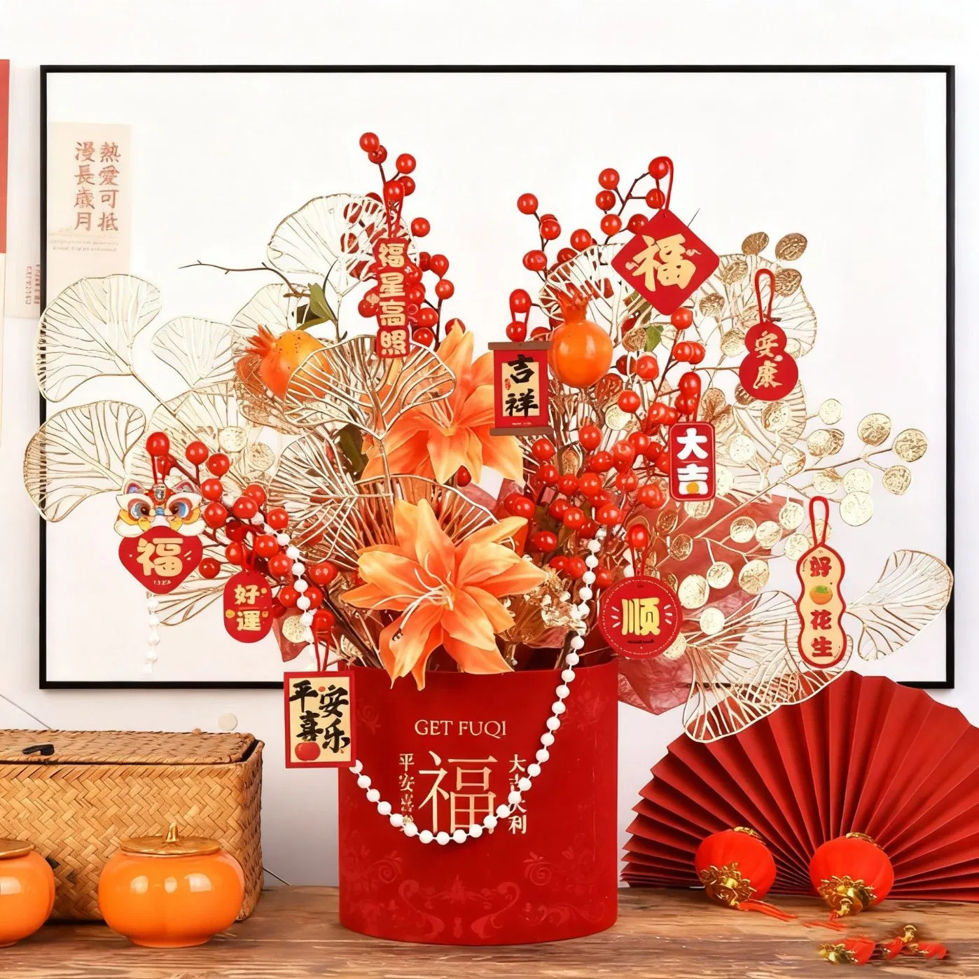 Artificial Flower Tabletop Ornaments with a High-End Feel, Artificial Flower Decoration for Living Rooms and Dining Rooms