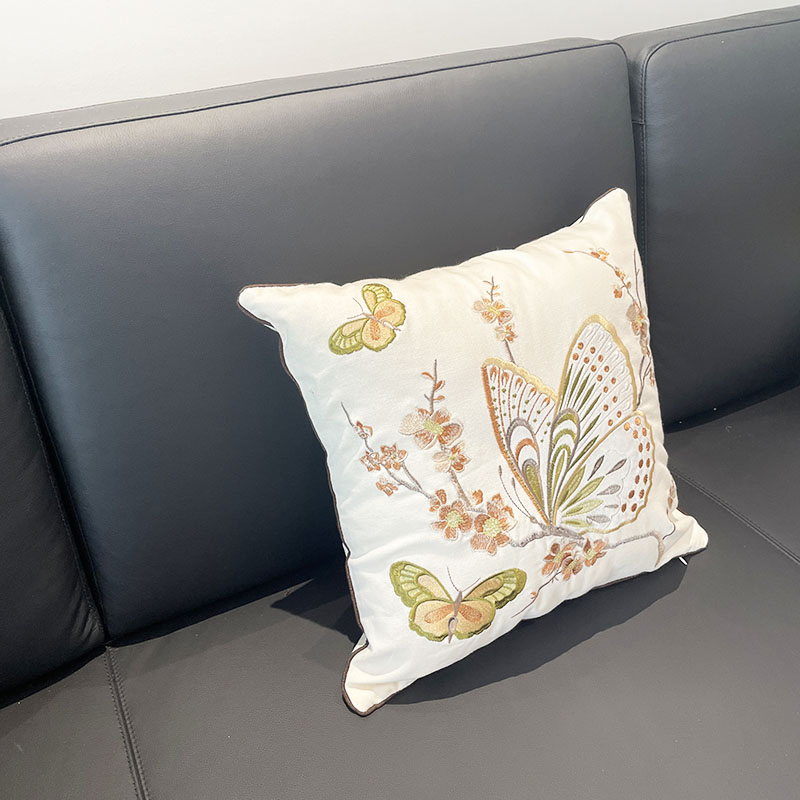 Embroidered Butterfly Flower Decorative Throw Pillow Butterfly &amp; Flower Embroidered Throw Pillow Butterfly &amp; Flower Embroidered