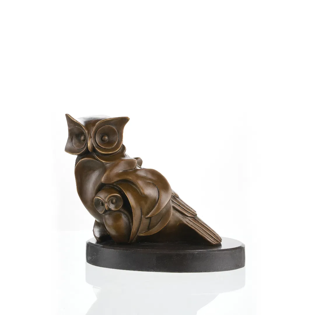 17cm/6.7inh Modern Bronze Owl Sculpture-Abstract Guardian Statue for Home Decor