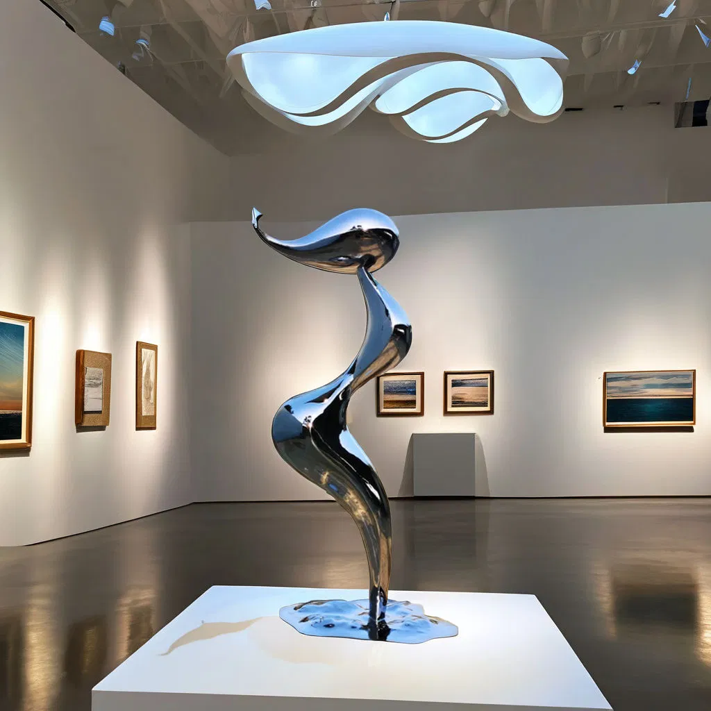 Luxury Hand-Forged Stainless Steel Sculpture - Mirror Polished Modern Art Piece for Home/Office Decor