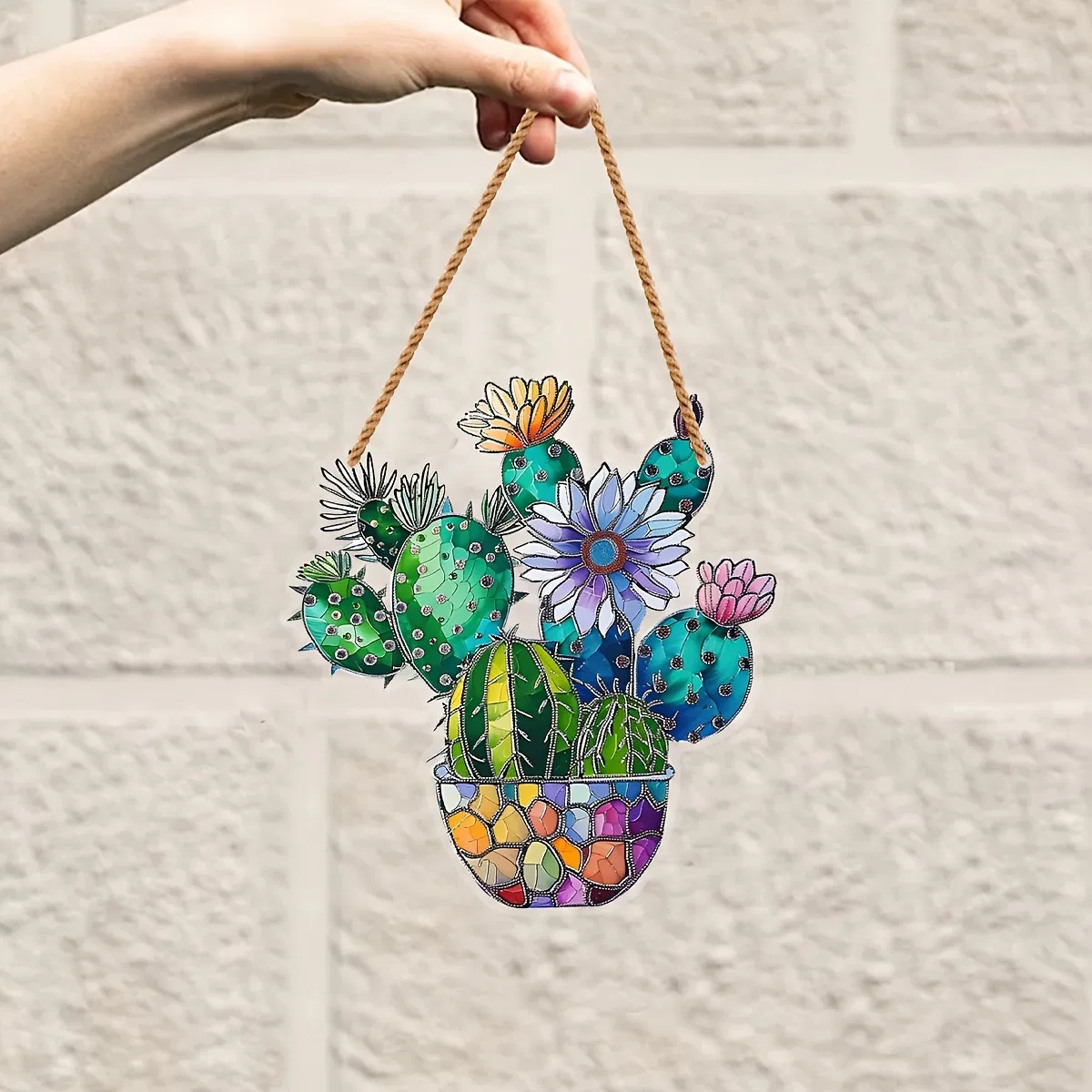 Custom Colorful Acrylic Cactus Wall Art Pendant for Decor