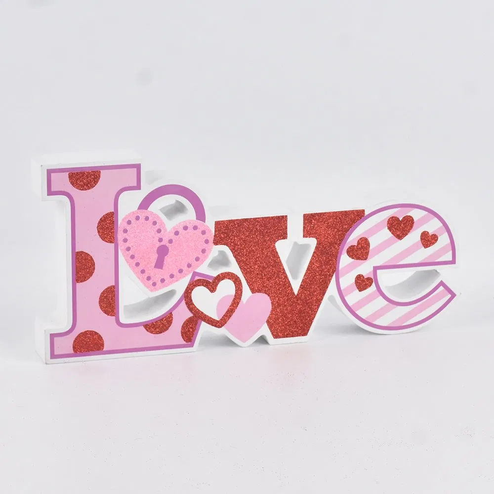 Wooden Home Decorative Tabletop Ornaments with Love Letters for Valentine's Day