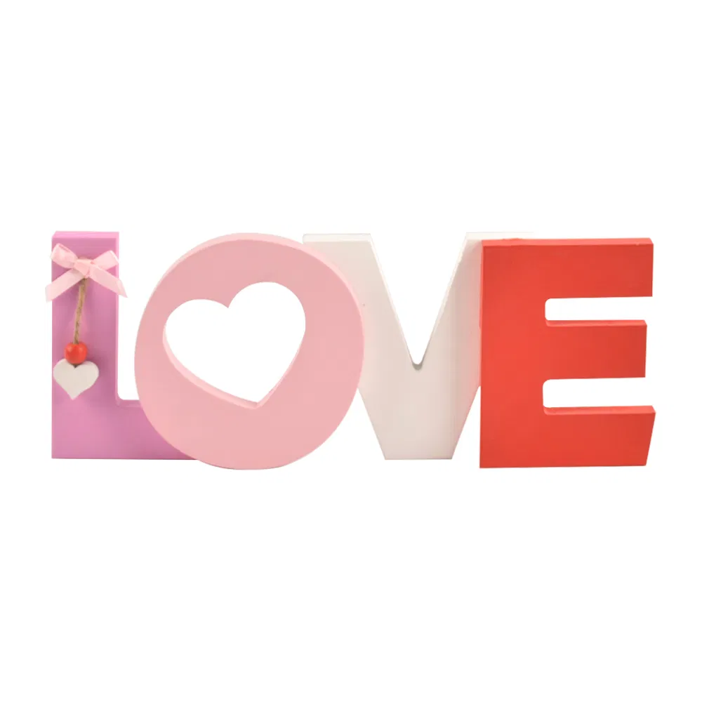 Wooden Home Decorative Tabletop Ornaments with Love Letters for Valentine's Day