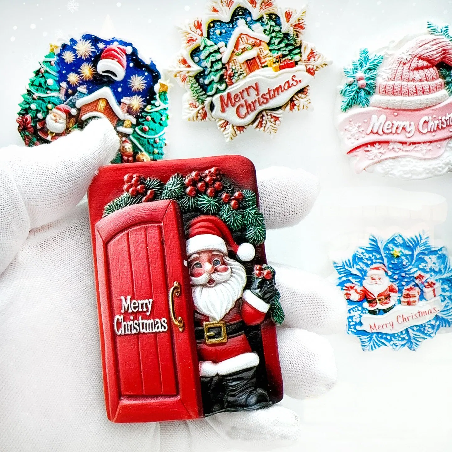 Western Christmas Atmosphere Theme Decorative Gifts Fridge Magnet Resin Crafts