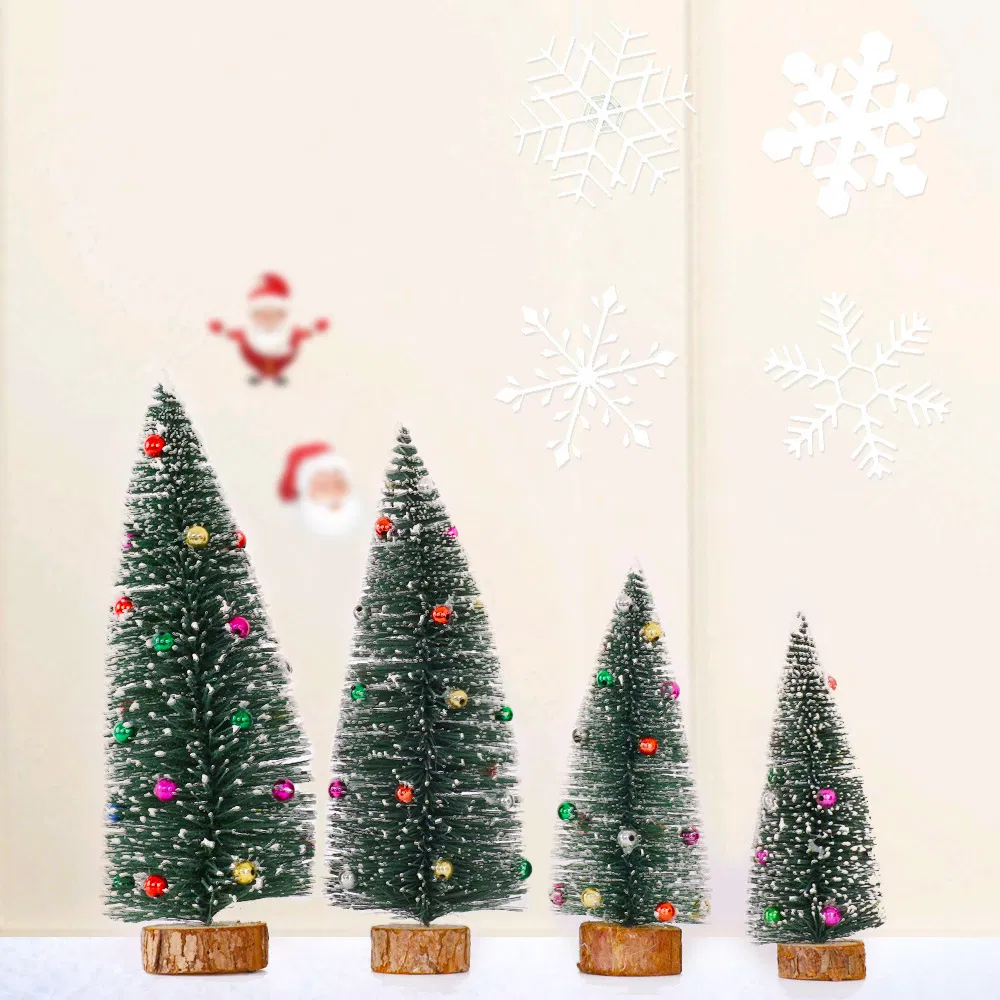 2025 Desktop Colorful Pine Needles Sprinkled with Powder Mini Christmas Tree Decorations