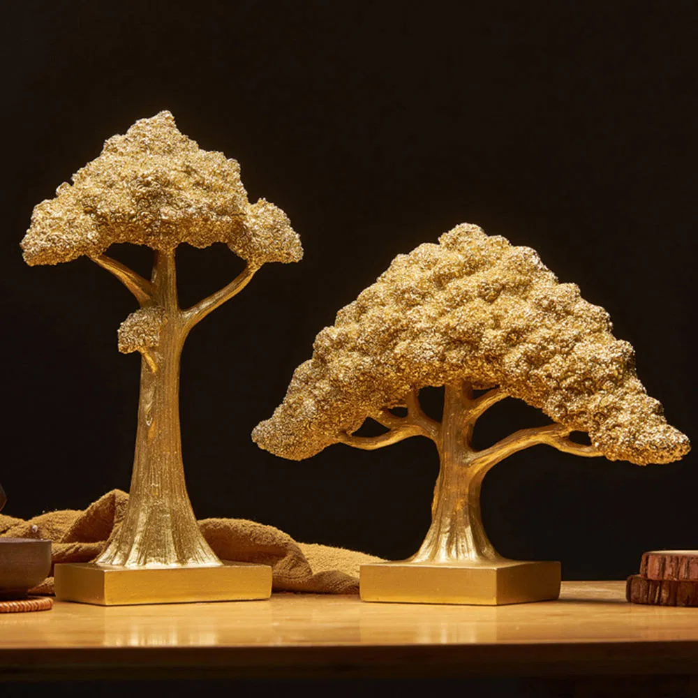 Golden Lucky Money Tree Statue Ornament Home Decoration Accessories