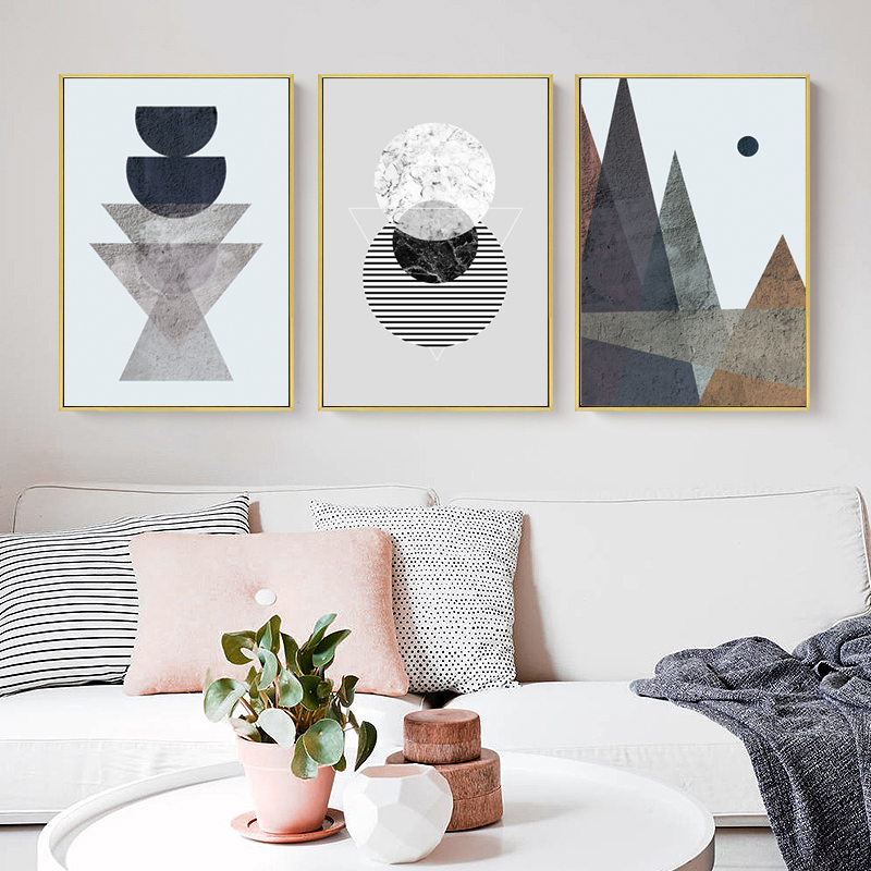 Abstract Geometric Pattern Canvas Print Frame Wall Painting Art