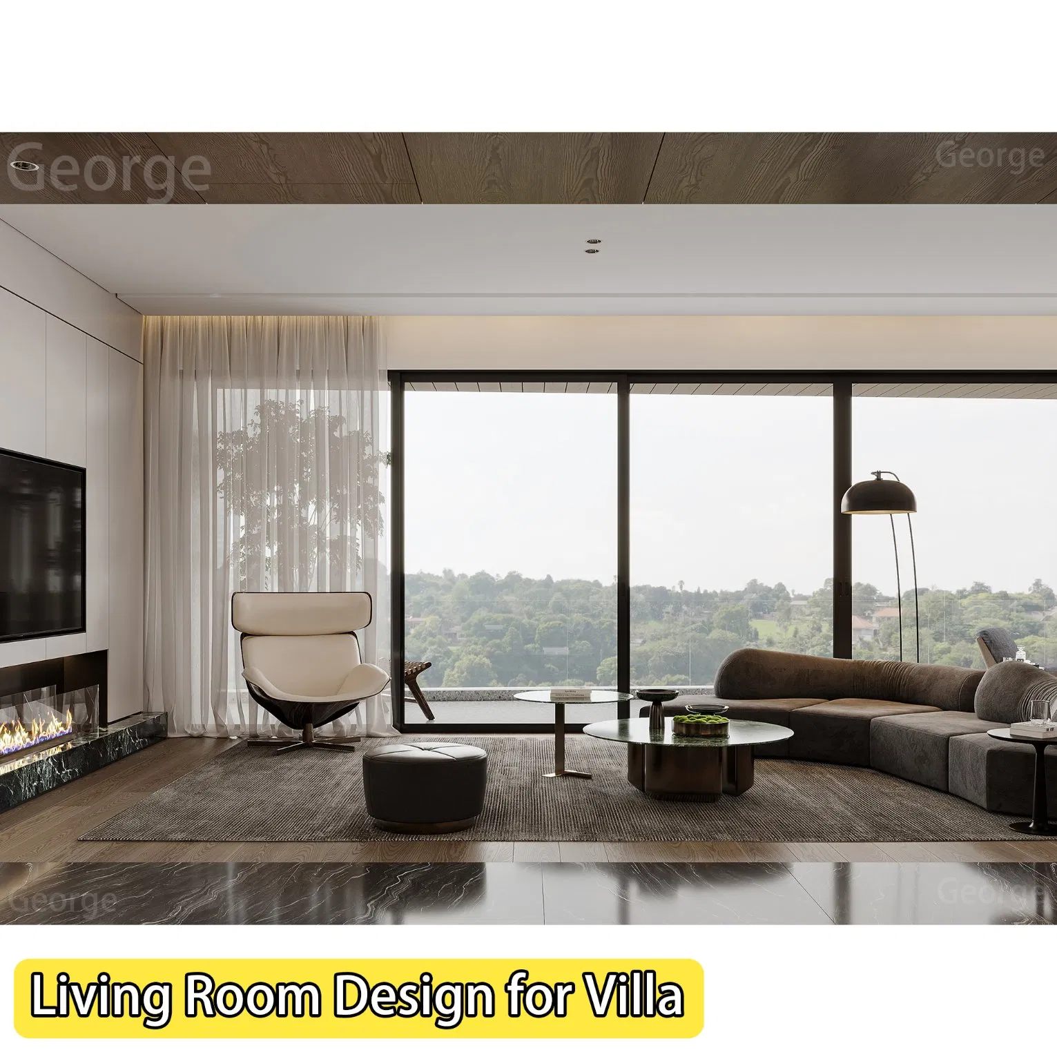 European Minimalist Style Villa Luxury House 3D Rendering Interior Design Services Architectural Home Decor
