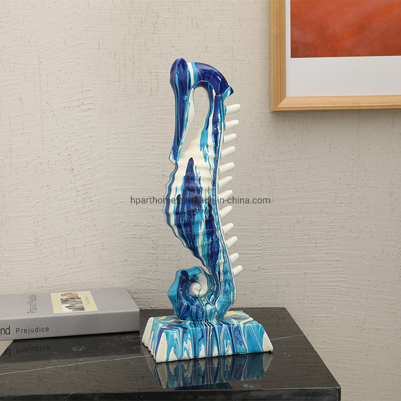 Modern Art Hand Painting Resin Sea Horse Sculpture Home Desktop Ornament