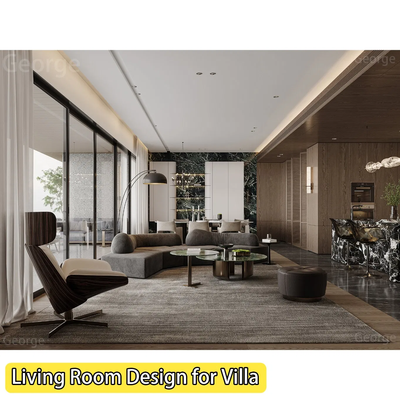 European Minimalist Style Villa Luxury House 3D Rendering Interior Design Services Architectural Home Decor