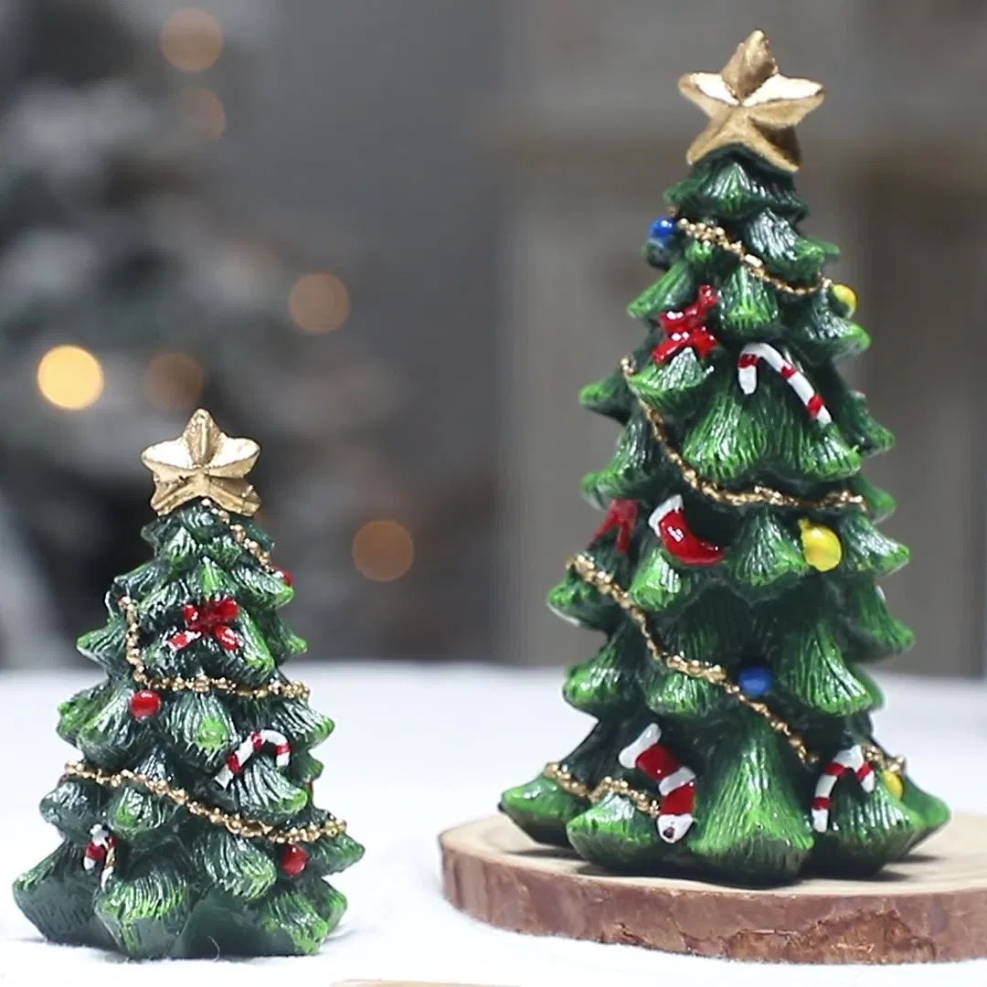 Hot Selling Resin Christmas Tree European Style Desktop Party Mini Christmas Tree Decoration Ornaments in Stock Wholesale