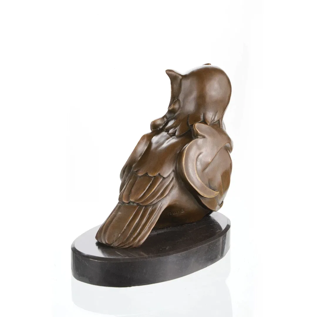 17cm/6.7inh Modern Bronze Owl Sculpture-Abstract Guardian Statue for Home Decor