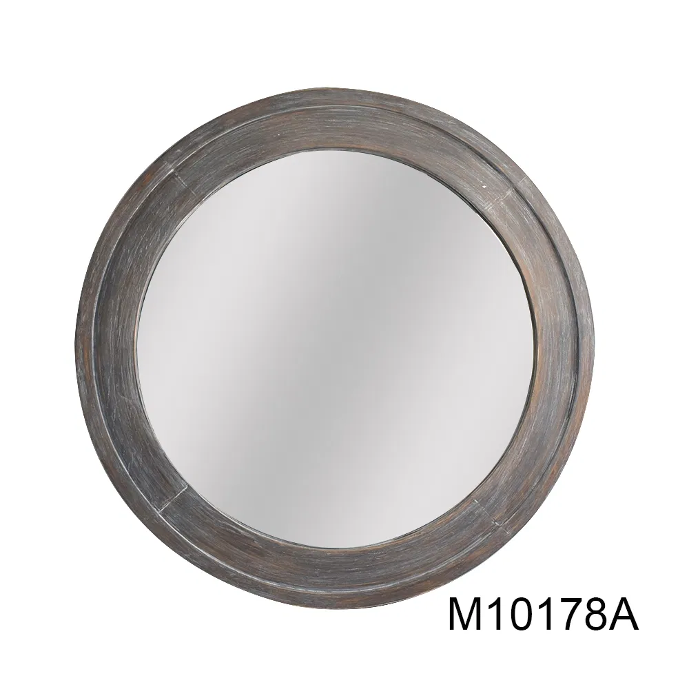 Wooden Squiggle Natural Color Wall Hanging Decorative Mirror for Living Room Bedroom