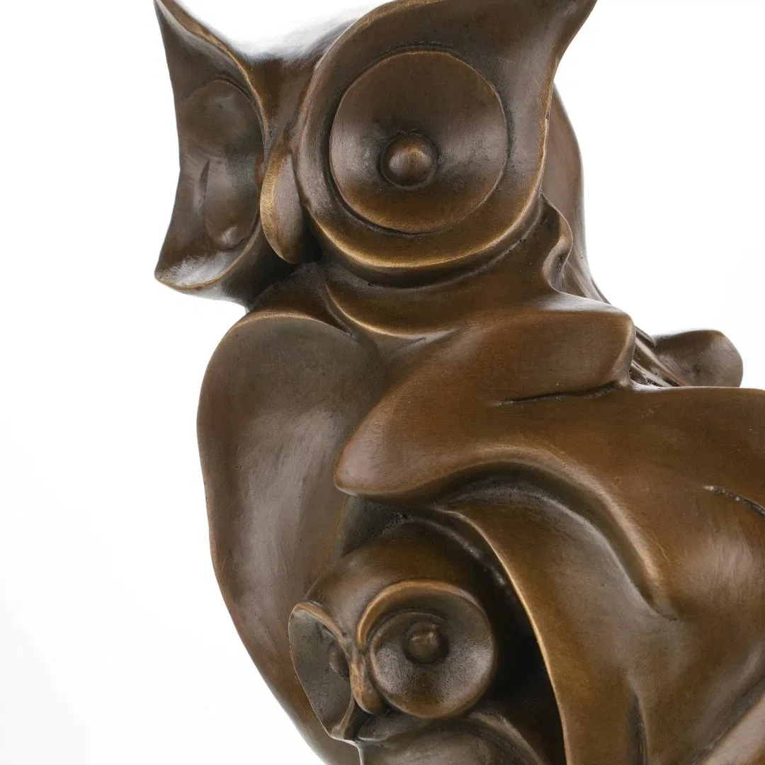 17cm/6.7inh Modern Bronze Owl Sculpture-Abstract Guardian Statue for Home Decor