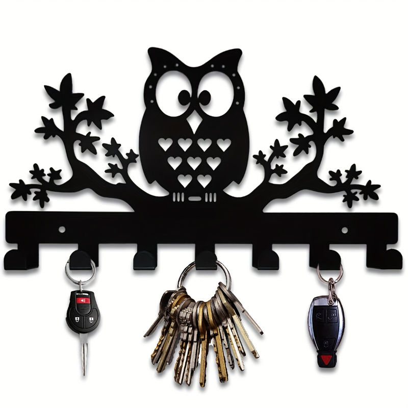 Metal Home Iron Owl Wall Decor Mounted Interior Key Holder Hook