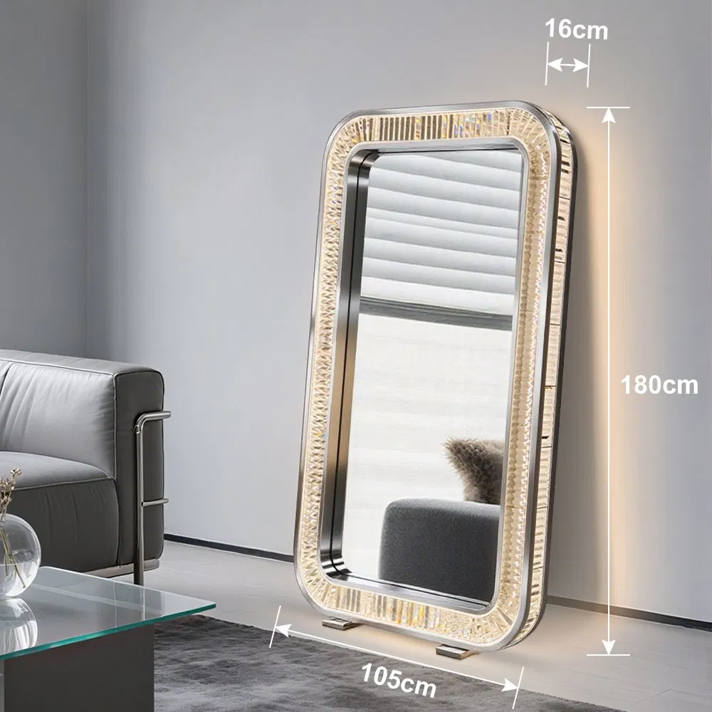 Custom Modern LED Full Length Wall Mirror Crystal Decorative Mirror with Lighting